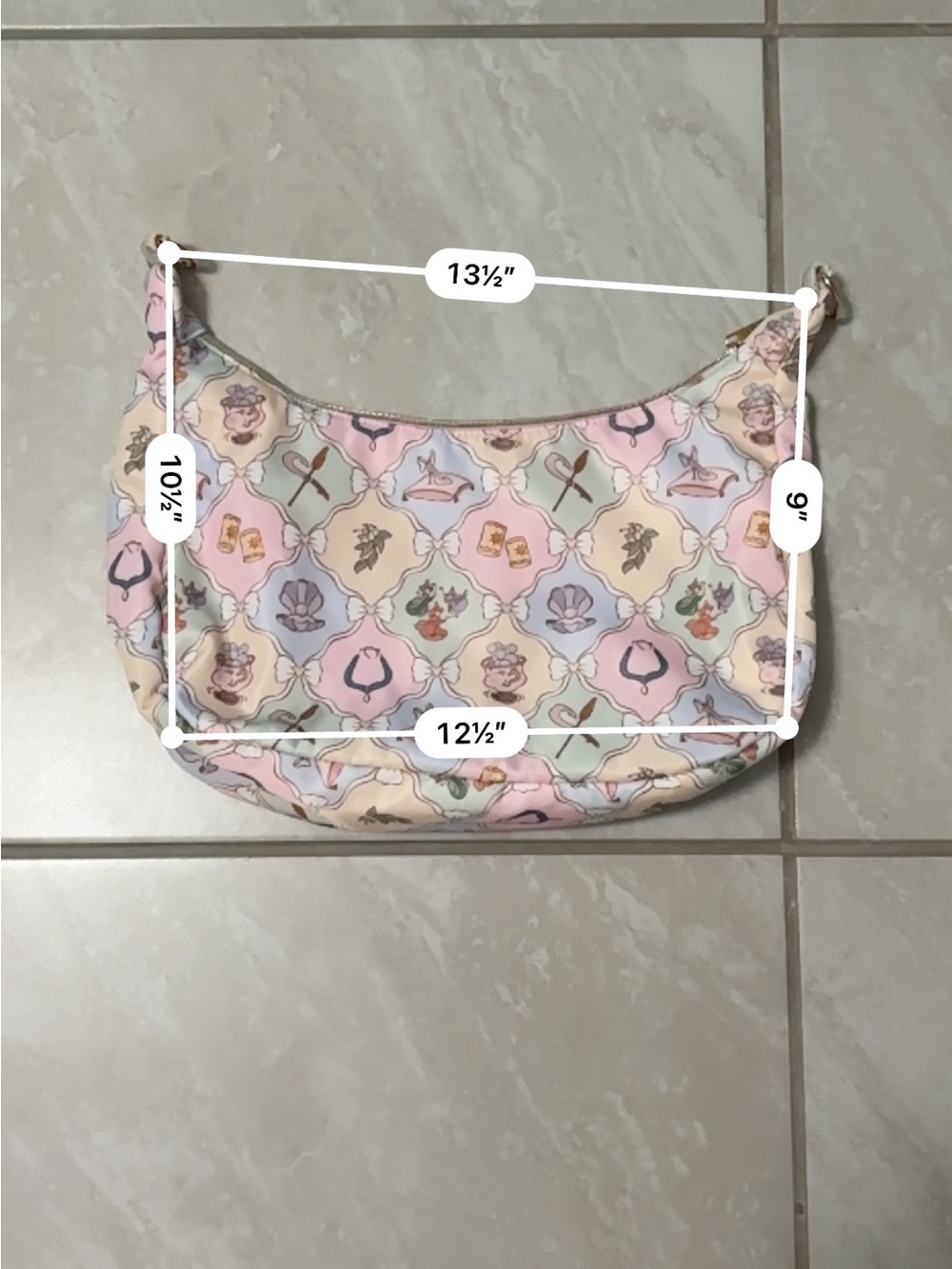 Pastel Pink Patterned Shoulder Bag with Removable Straps - Picture 8 of 8